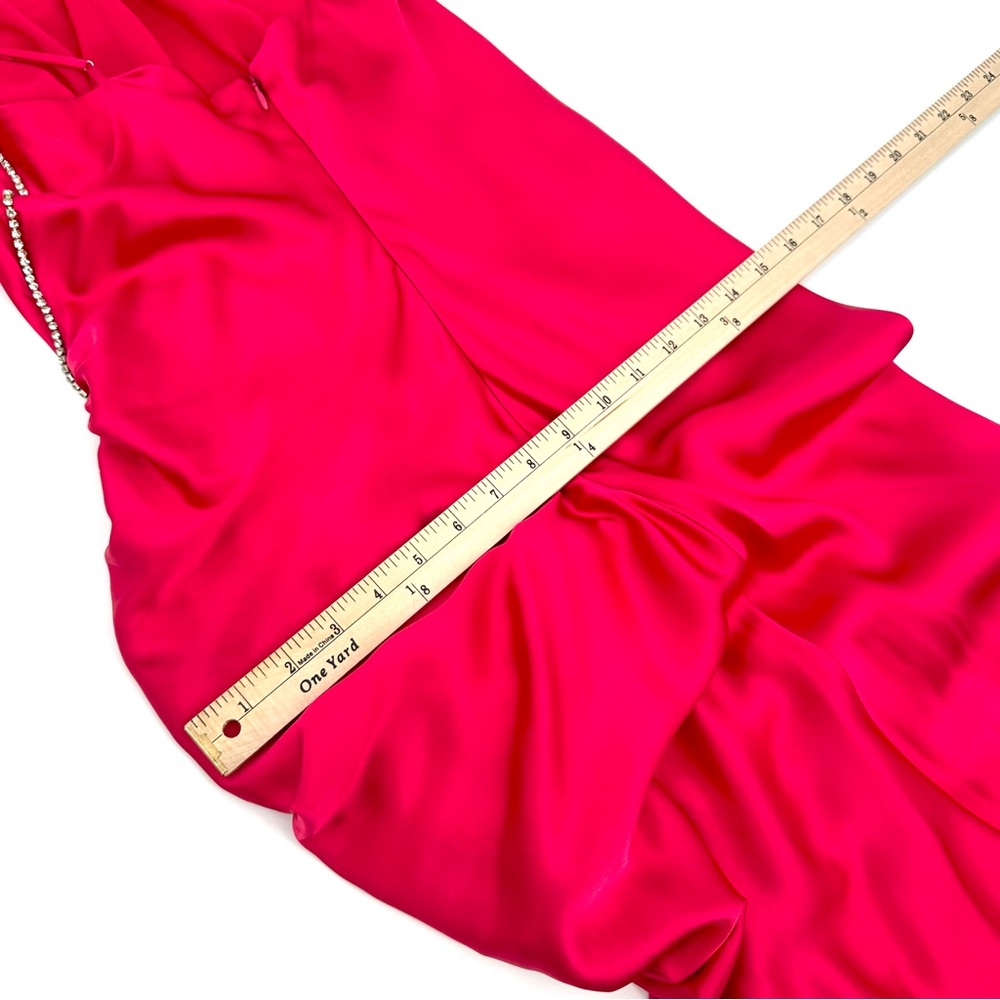 Cinq a Sept Dress 100% Silk EMILIA Draped Spaghetti Strap Satin Sz 2 Raspberry - Picture 11 of 13